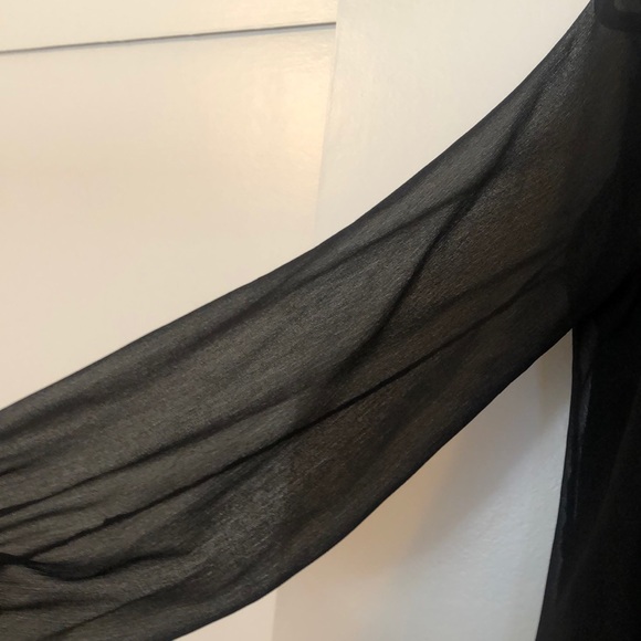 Women’s black sheer blouse with criss cross - Picture 2 of 4